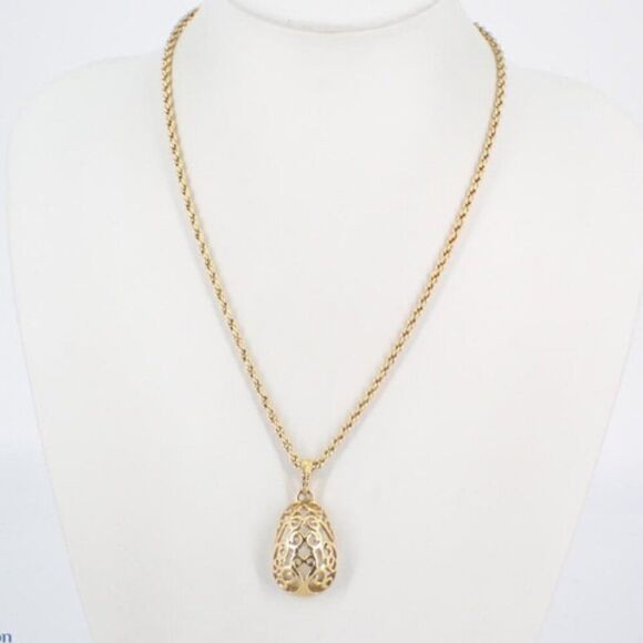 Gorgeous Vintage YSL Gold Filigree Pendant Necklace 18" - Picture 5 of 5